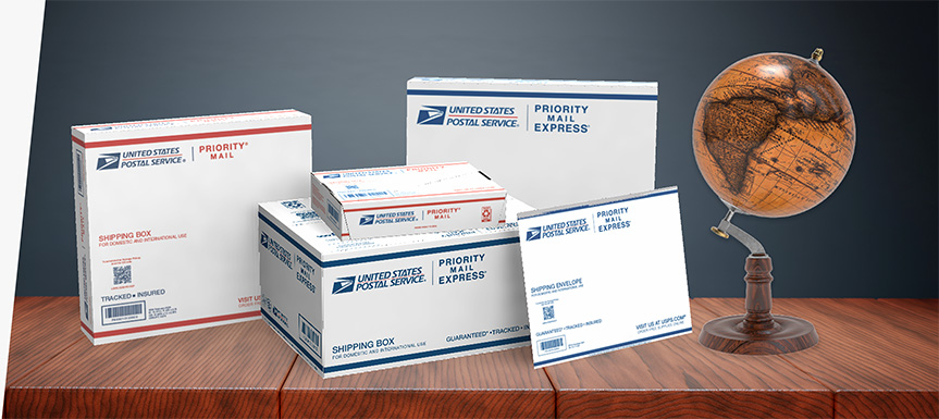 Priority Mail International and Priority Mail Express International Flat Rate boxes for fast delivery and goldrushdispatch Tracking.